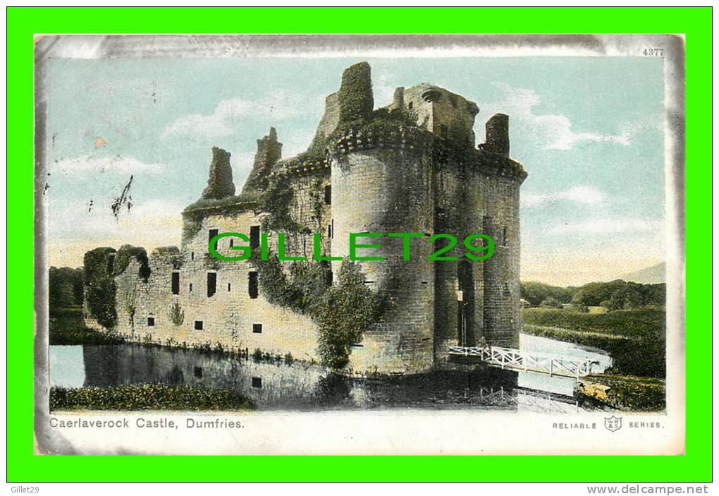 DUMFRIES, SCOTLAND - CAERLAVEROCK CASTLE - RELIABLE SERIES - TRAVEL IN 1904 - 3/4 BACK - - Dumfriesshire