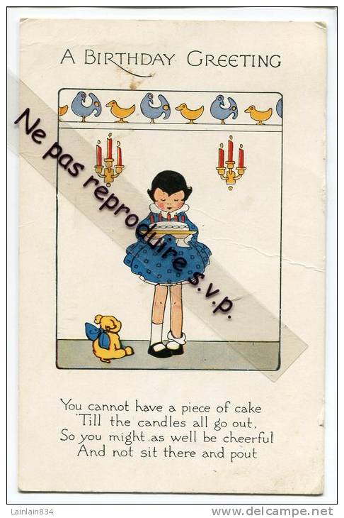 -  A BIRTHDAY GREETING - Anniversaire - Charmante, Peu Courante,  5 Bougies, 1918. - Geburtstag