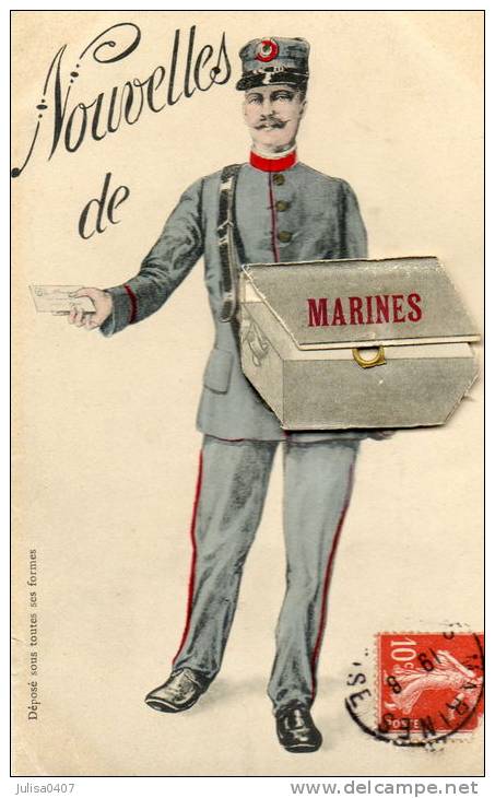 MARINES (95) Carte à Système Dépliant Facteur - Marines