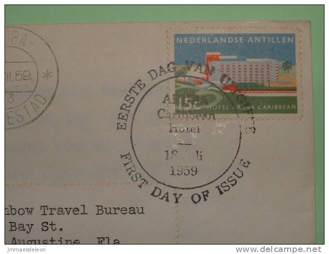 Netherlands Antilles (Aruba) 1959 FDC Cover To Florida USA - Hotel Casino Aruba Tourism Beach Flag - Antillen