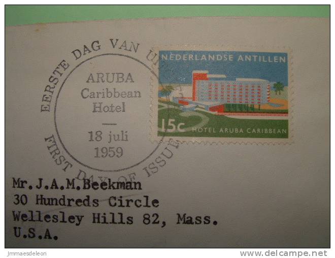 Netherlands Antilles (Aruba) 1959 FDC Cover To USA - Hotel Casino Aruba Tourism Beach Flag - Antilles