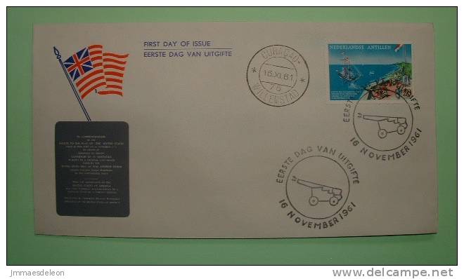 Netherlands Antilles (Curacao) 1961 FDC Cover  - US Ship Doria - Gun Cannon - Fort Harbor - Flag - Antillas Holandesas
