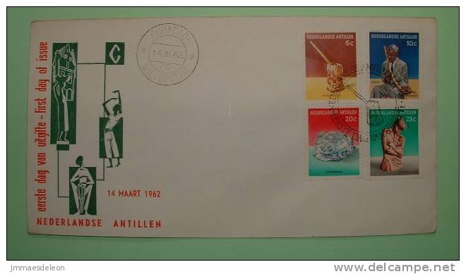 Netherlands Antilles (Curaca) 1962 FDC Cover  - Local Artifacts - Music Benta Player Corn Masher - Stone Nurse - Hat - Antilles