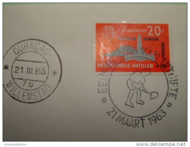 Netherlands Antilles (Curacao) 1963 FDC Cover  - FAO "freedom From Hunger" - Wheat Corn - Obelisk - Antillas Holandesas