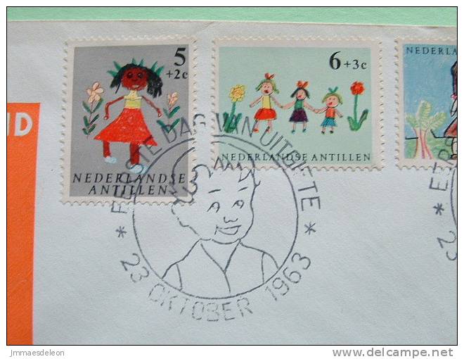 Netherlands Antilles (Curacao) 1963 FDC Cover - Surtax For Child Welfare - Flower Flags Singing Ball Trees - Antillas Holandesas