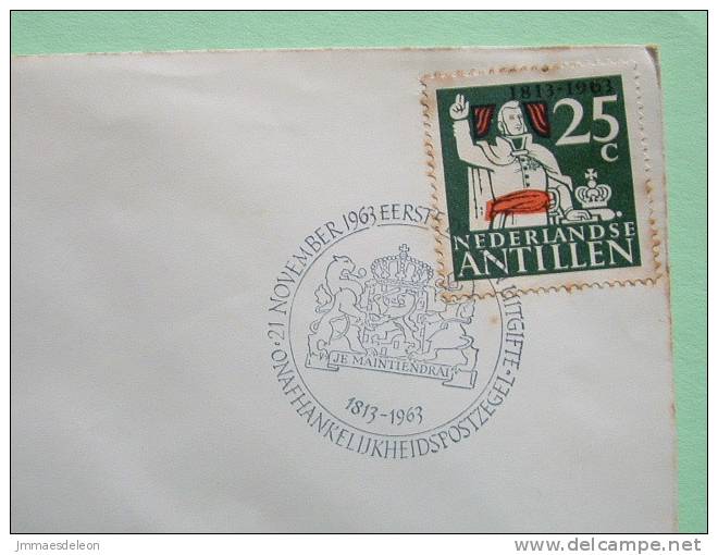 Netherlands Antilles (Curacao) 1963 FDC Cover - Prince William Of Orange - Orange Tree - Arms Lions - Antilles