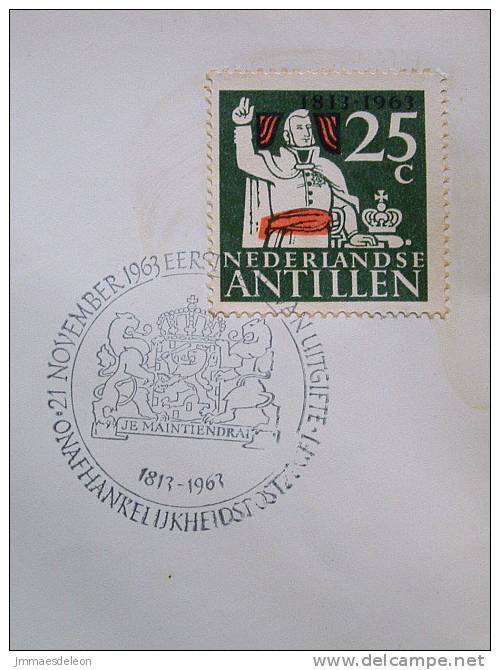 Netherlands Antilles (Curacao) 1963 FDC Cover - Prince William Of Orange - Arms Lions Cancel - Antillas Holandesas