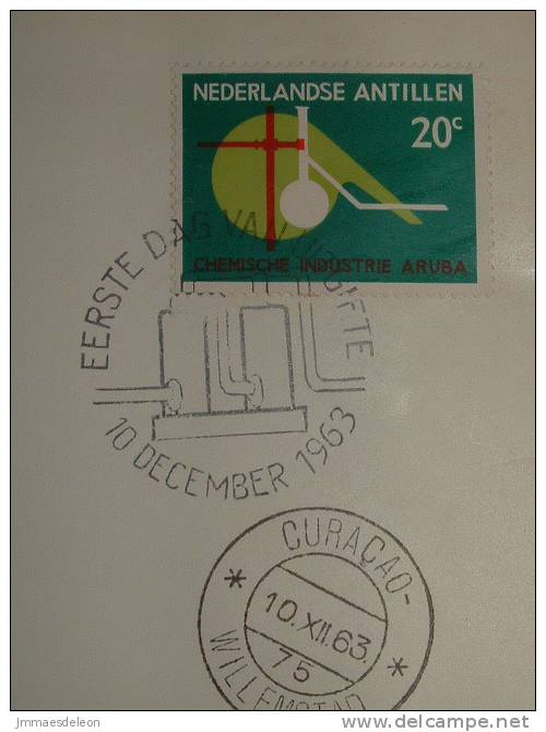 Netherlands Antilles (Curacao) 1963 FDC Cover - Chemical Equipment - Chemical Factories In Aruba - Flag - Antillas Holandesas