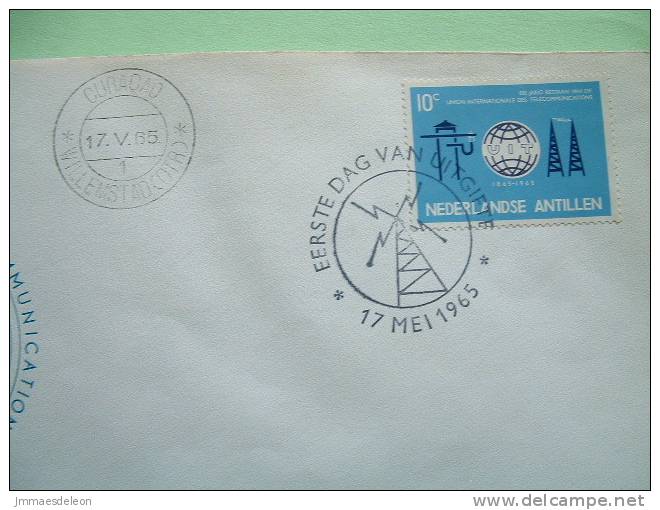 Netherlands Antilles (Curacao) 1965 FDC Cover - ITU Centenary - Communication Equipment - Antenna Cancel - Globe - Antillas Holandesas