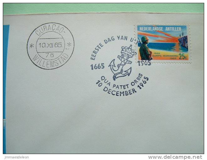 Netherlands Antilles (Curacao) 1965 FDC Cover - Medal Soldier Marine Guard - Anchor Cancel - Marine Birds - West Indies