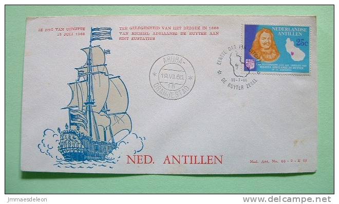 Netherlands Antilles (Curacao) 1966 FDC Cover - Map Ship - Administrator De Ruyter - Antillen