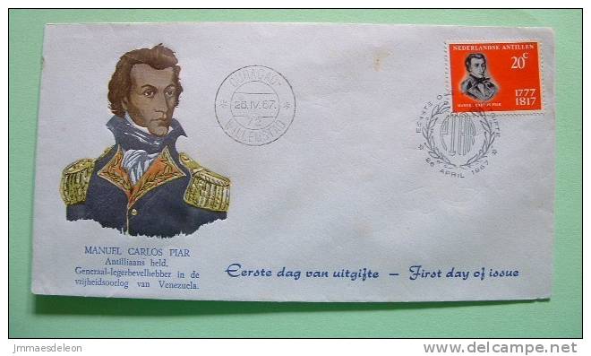 Netherlands Antilles (Aruba) 1967 FDC Cover - Manuel Carlos Piar - Independence Hero - Uniform - West Indies