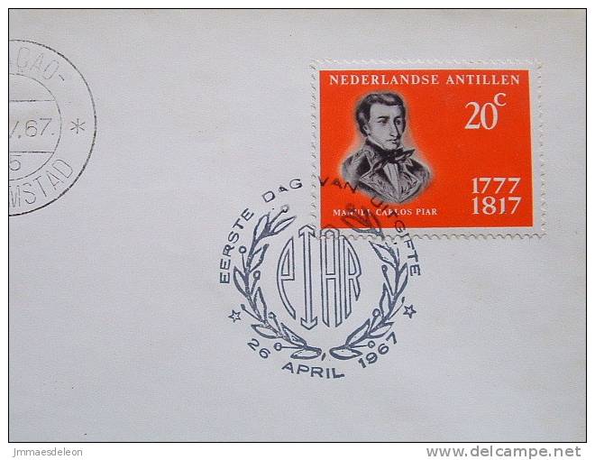 Netherlands Antilles (Curacao) 1967 FDC Cover - Manuel Carlos Piar - Independence Hero - Statue Uniform - West Indies