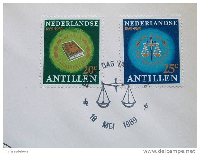 Netherlands Antilles (Curacao) 1969 FDC Cover - Court Of Justice - Scale - Book - West Indies