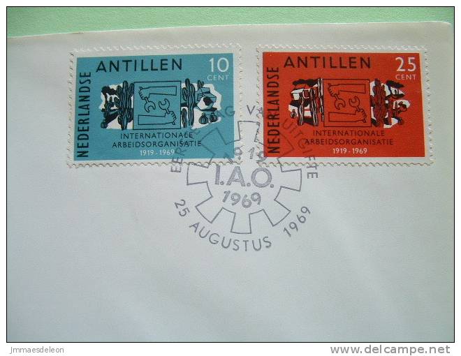 Netherlands Antilles (Curacao) 1969 FDC Cover - Workers ILO Emblem Cactus - Electricity Equipment - West Indies