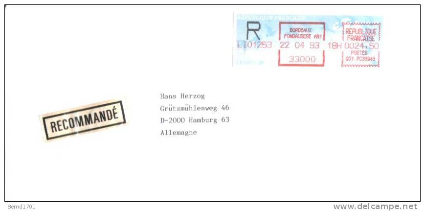 Frankreich / France - Einschreiben / Registered Letter (d057) - Lettres & Documents