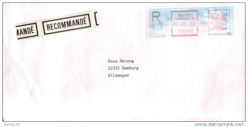Frankreich / France - Einschreiben / Registered Letter (d059) - Storia Postale