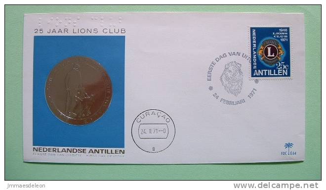 Netherlands Antilles (Curacao) 1971 FDC Cover - Lions Club - Dog Guide For Blind People - West Indies