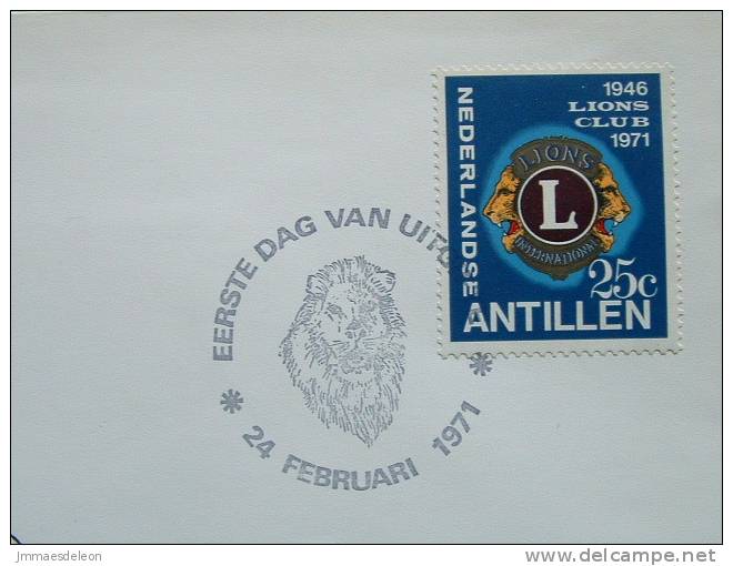 Netherlands Antilles (Curacao) 1971 FDC Cover - Lions Club - Dog Guide For Blind People - West Indies