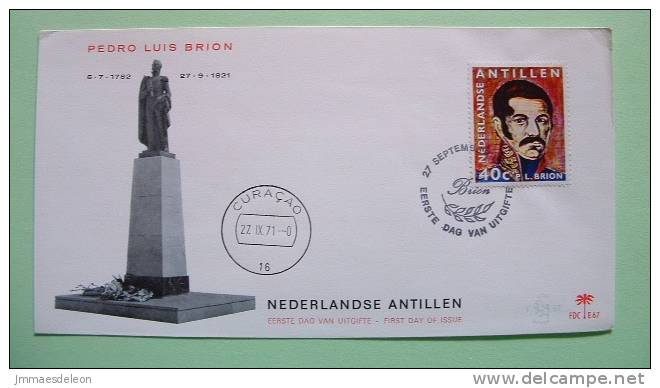 Netherlands Antilles (Curacao) 1971 FDC Cover - Pedro Luis Brion - Naval Commander In Fight For South America Independen - Antillas Holandesas