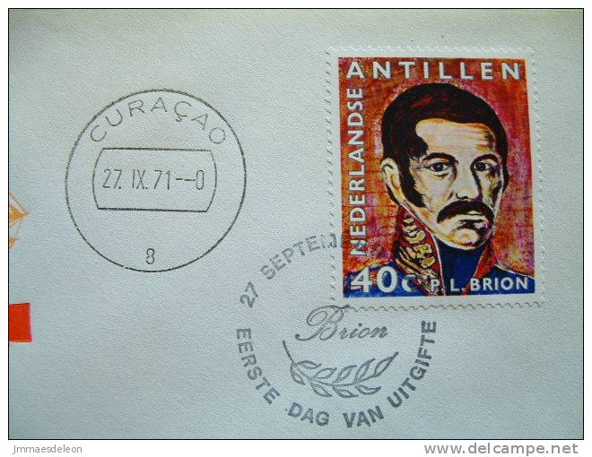 Netherlands Antilles (Curacao) 1971 FDC Cover - Pedro Luis Brion - Naval Ship Cannon - Antilles