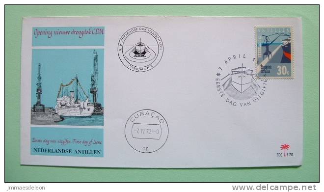 Netherlands Antilles (Curacao) 1972 FDC Cover - Larga Dry Dock - Ship Cranes - Antilles