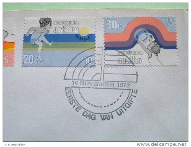 Netherlands Antilles (Curacao) 1972 FDC Cover - Surtax For Child Welfare - Child Playing In Water With Ball - Antillen