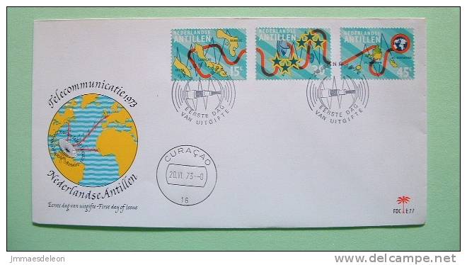 Netherlands Antilles (Curacao) 1973 FDC Cover - Communications - Inter Island Submarine Cable - Map - Antilles