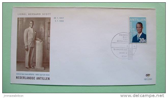 Netherlands Antilles 1974 FDC Cover - Lionel Bernard Scott - Architect And Statesman - Antillas Holandesas