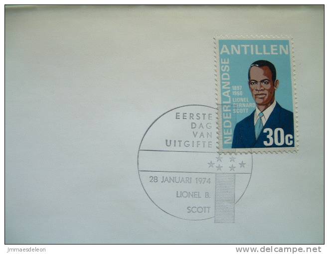 Netherlands Antilles 1974 FDC Cover - Lionel Bernard Scott - Architect And Statesman - Antillas Holandesas