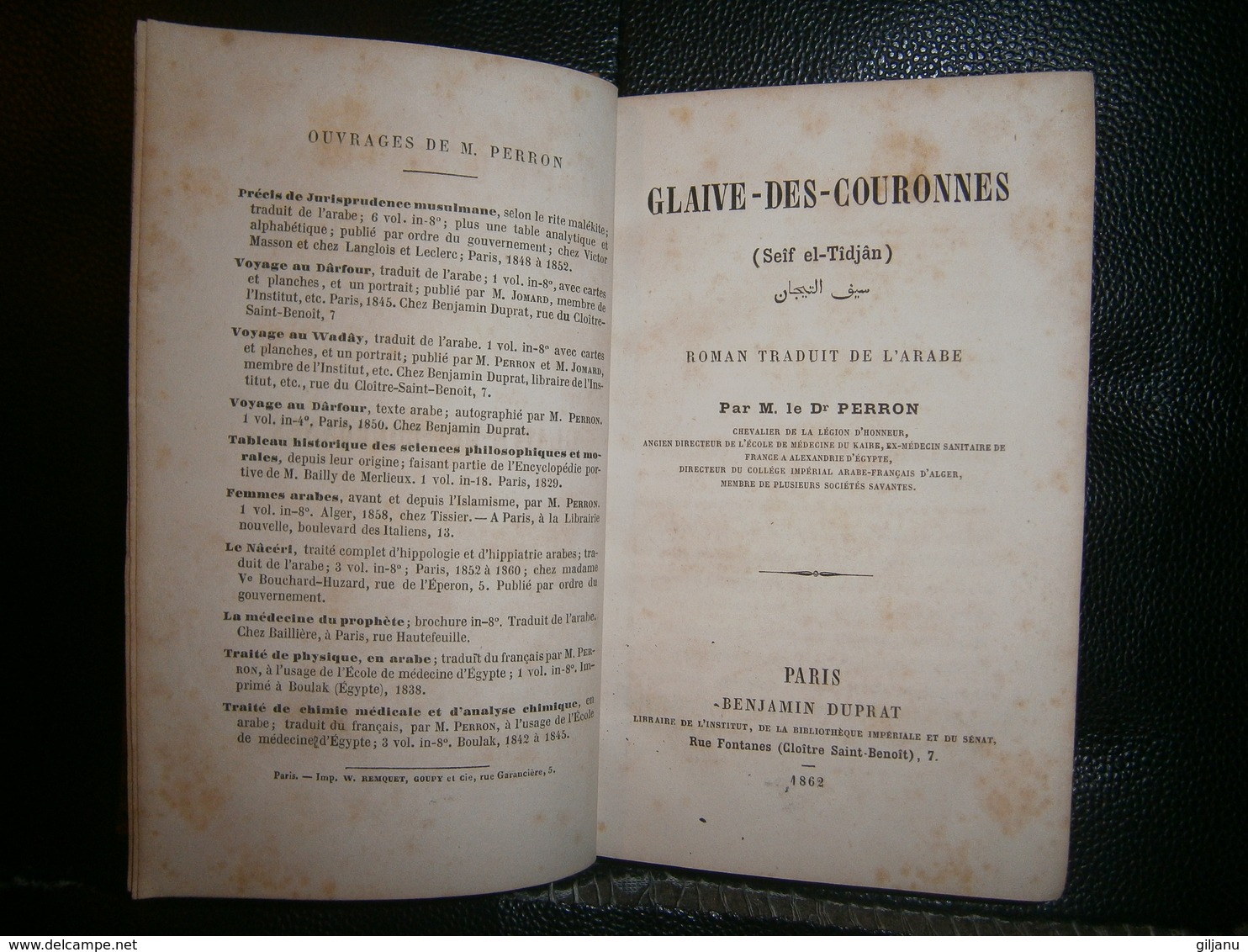 ANNEE 1862 GLAIVES DES COURONNES (Seif El Tidjan) ROMAN TRADUIT DE L ARABE - 1801-1900