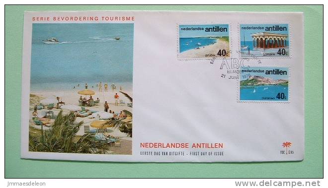 Netherlands Antilles 1976 FDC Cover - Tourism Beach, Pavillon, Boat, Table Mountain In Curacao - Antillen