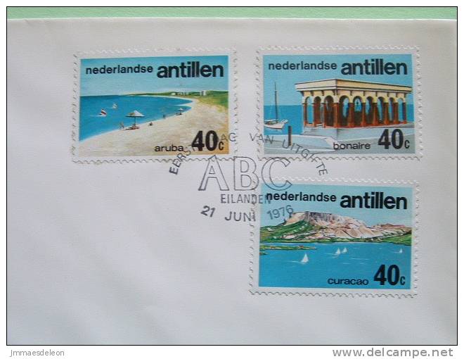 Netherlands Antilles 1976 FDC Cover - Tourism Beach, Pavillon, Boat, Table Mountain In Curacao - Antilles