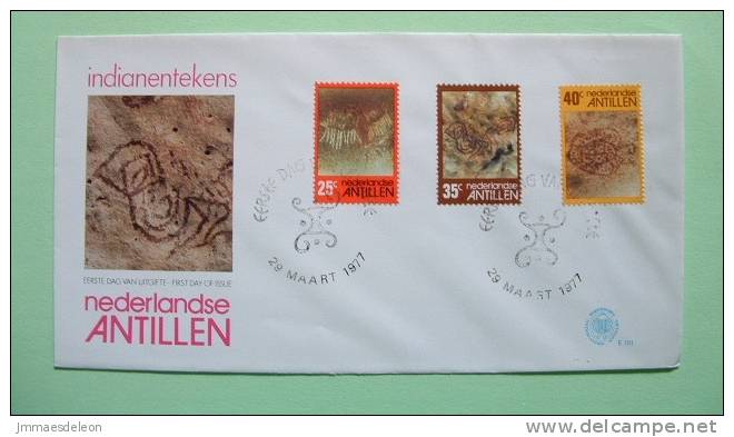 Netherlands Antilles 1977 FDC Cover - Indian Petroglyphs - Plant Turtle Tortoise - Antillas Holandesas