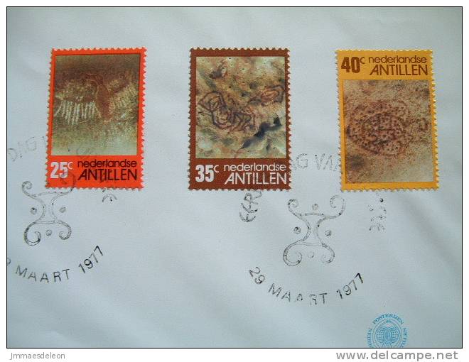 Netherlands Antilles 1977 FDC Cover - Indian Petroglyphs - Plant Turtle Tortoise - West Indies