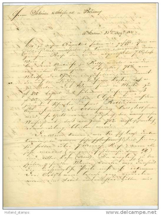 KOMPLETE VOUWBRIEF UIT 21 AUGUSTUS 1843 Van ARNHEM > BORDEAUX * L.P.B.4.R. (Lettres Des Pays-Bas 4e Rayon) In Rood (6736 - ...-1852 Préphilatélie