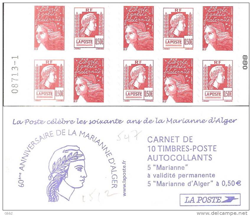 CARNET 1512, Mixte "soixante Ans De La Marianne D'Alger" Nappe 1. Bas Prix, à Saisir. - Modernes : 1959-...