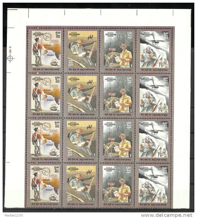 INDIA, 2006, 150 Years Of Field Post Office, (FPO), Four  Strips Of 4,  MNH, (**) - Unused Stamps