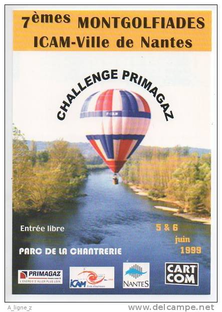 Ref 106   : CPM PROMO Pub Avion Aviation Cart'com Nantes Montgolfières Parc De La Chantrerie - Montgolfières