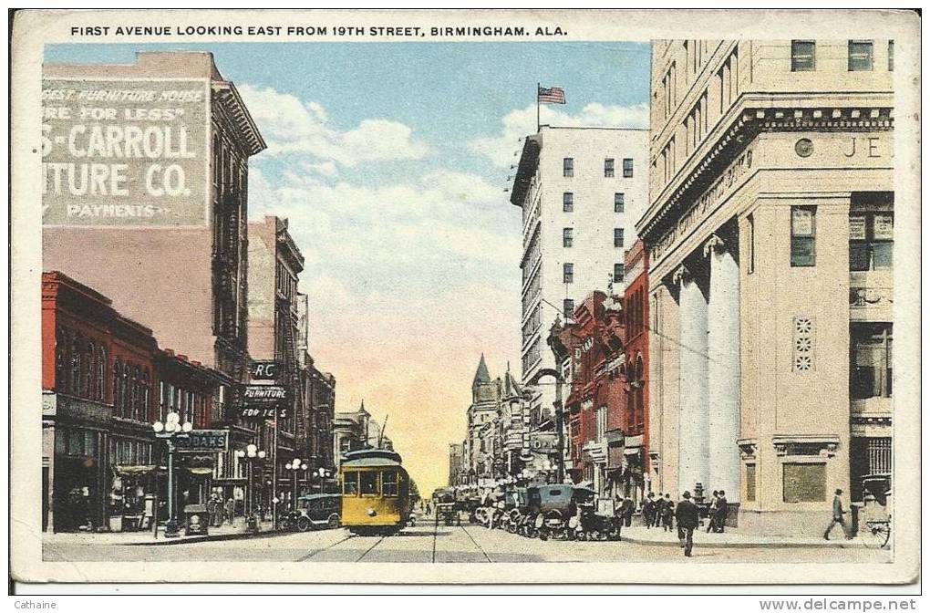 ETATS UNIS . BIRMINGHAM. ALA. FRIST AVENUE LOOKING EAST FROM 19TH STREET . TRAMWAY - Autres & Non Classés