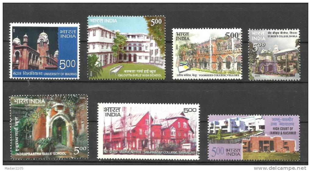 INDIA, 2006, Famous Indian Events, Collection Of 7 Mint Stamps, MNH, (**) - Nuevos