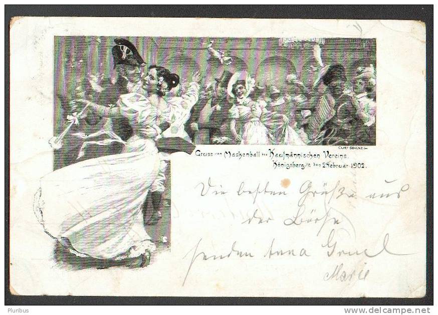 GERMANY  EAST PRUSSIA  KÖNIGSBERG  GRUSS VOM MASKENBALL  BY CURT SCHULZ  , OLD POSTCARD  RUSSIA  KALININGRAD - Ostpreussen