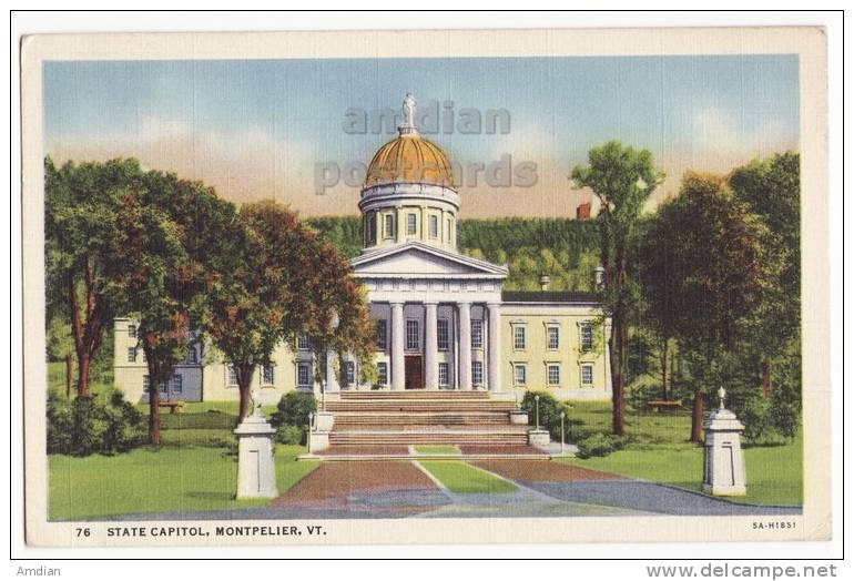 USA, MONTPELIER VERMONT VT, 1948 Vintage Postcard, STATE CAPITOL BUILDING - DOME - ARCHITECTURE  [c3217] - Montpelier