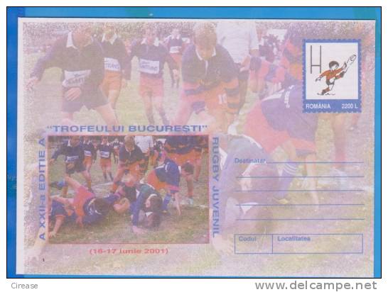 Bucharest Cup Rugby, Juvenile ROMANIA Postal Stationery Enveloppe / Postcard 2001 - Rugby