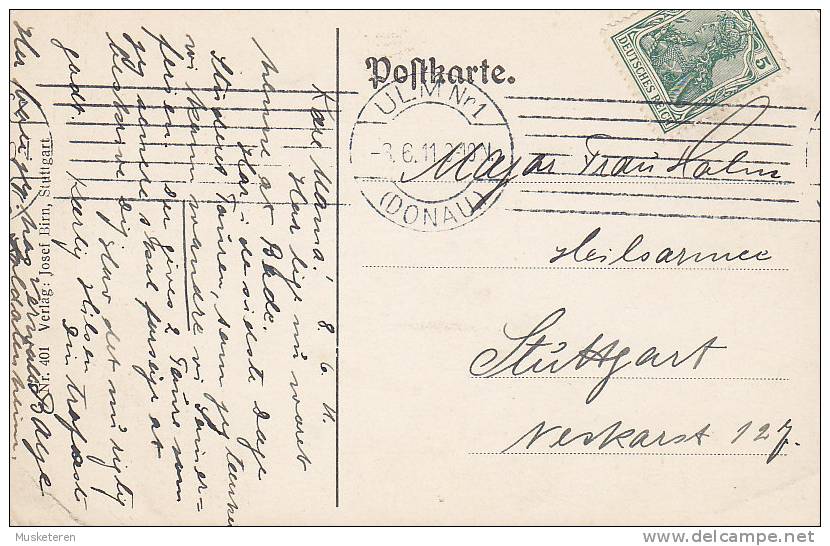 Germany Deutsches Reich PPC Sigmaringen ULM Nr 1. (Donau) 1911 To STUTTGART (2 Scans) - Sigmaringen