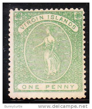 Virgin Island 1878 Perf 14 1/2 Virgin &amp; Lamps 1p Used - Britse Maagdeneilanden