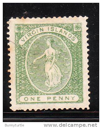 Virgin Island 1878 Perf 14 Virgin &amp; Lamps 1p Mint Fault - Britse Maagdeneilanden