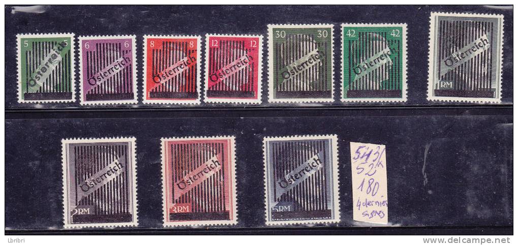 AUTRICHE N° 543/552 TIMBRES D'ALLEMAGNE DE 1941/1944 SURCHARGE NEUF AVEC CHARNIÈRE LES 4 DERNIERS SIGNES - Ongebruikt