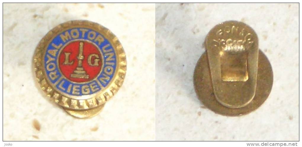 AUTOMOBILE CLUB - ROYAL MOTOR UNION LIEGE ... Belgium Vintage Enamel Buttonhole Badge Automobilclub Car Automobile Auto - Transportes