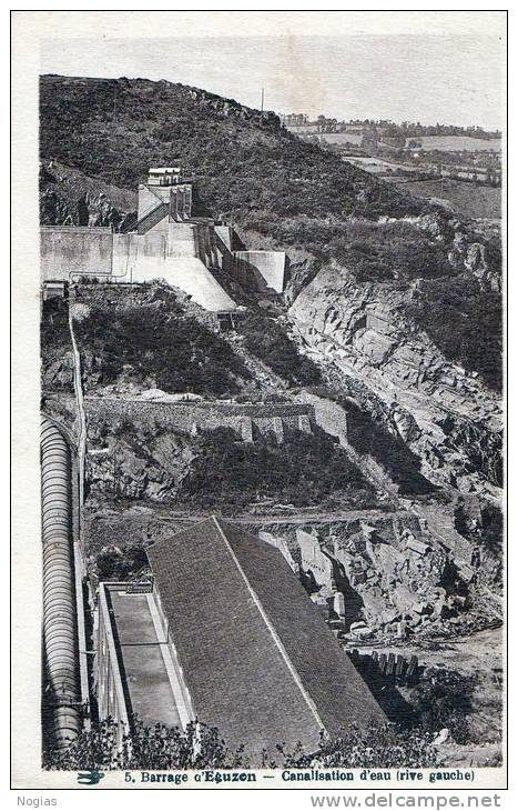 LE BARRAGE D'EGUZON - TROIS BELLES CARTES - SEPIA - L'USINE ET LE LAC, L'EMBARCADERE ET LA VEDETTE,LA CANAMISATION D'EAU - Autres & Non Classés